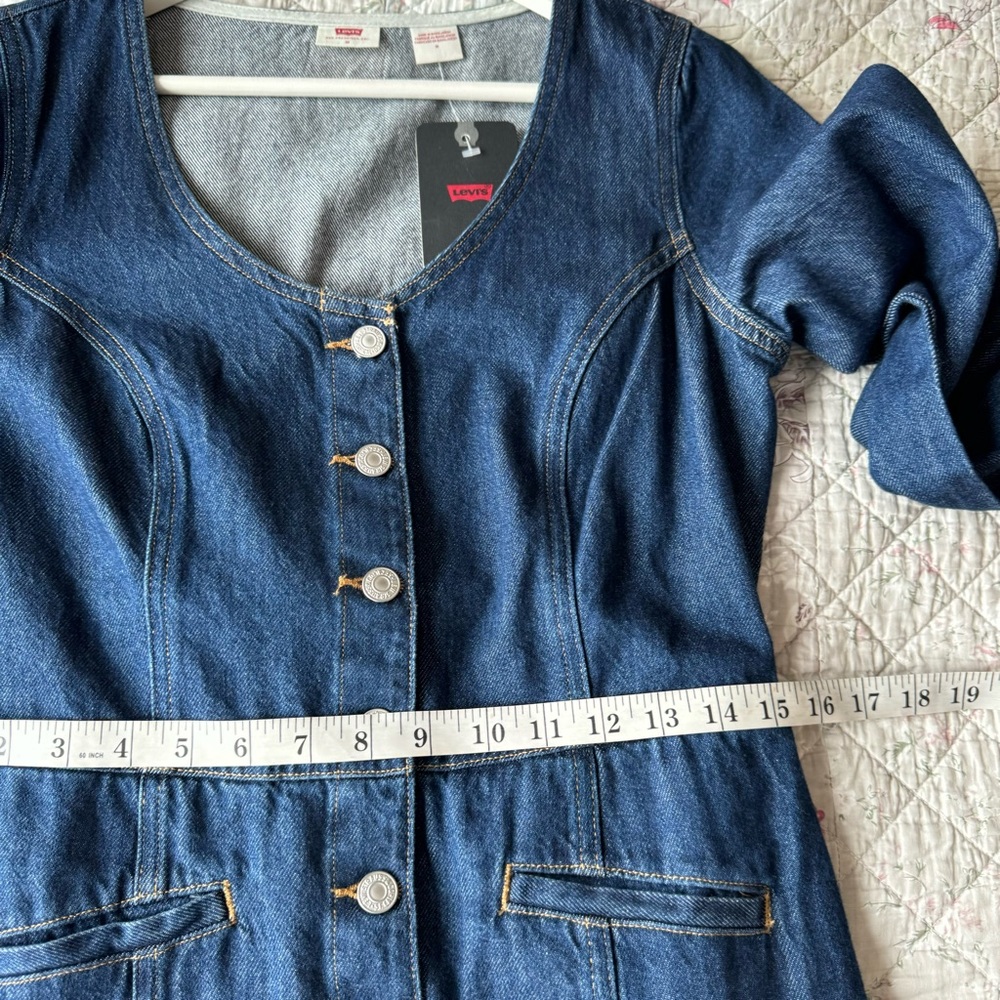 Levi’s Veda Denim Button-Front Dress Size M Cotton Dark Wash - Picture 11 of 15